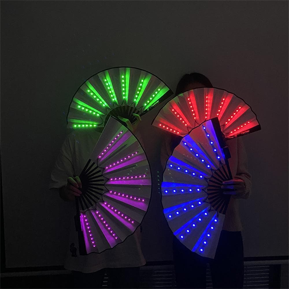 Abanico LED plegable parpadeante, luces de baile, ventilador, espectáculo nocturno, barra luminosa, regalos de fiesta para Club nocturno, suministros