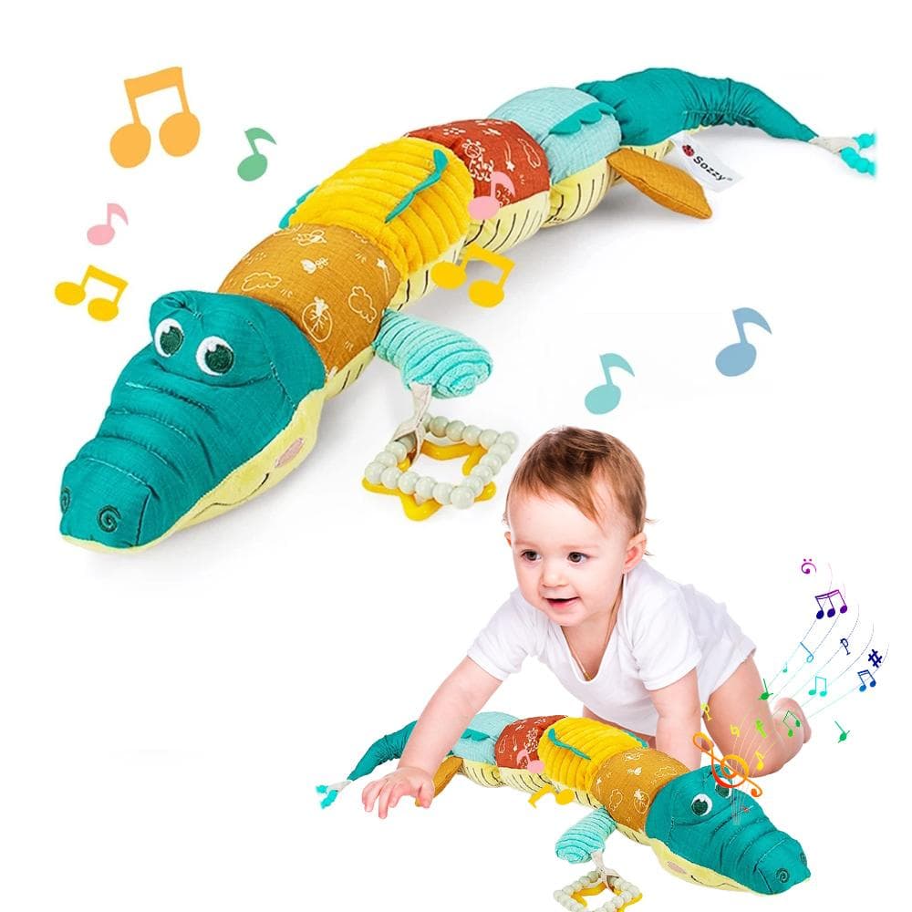 Bebé Musical Peluche Cocodrilo Juguete de Peluche Multi-Sensorial Arrugas Sonajero Actividad Juguetes Blandos para Niña Recién Nacido Bebé Regalos