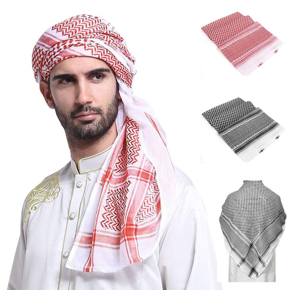 1 pieza de pañuelo árabe para la cabeza musulmán, pañuelo para el cuello árabe para adultos, turbante, hijab, tocado, trajes tradicionales
