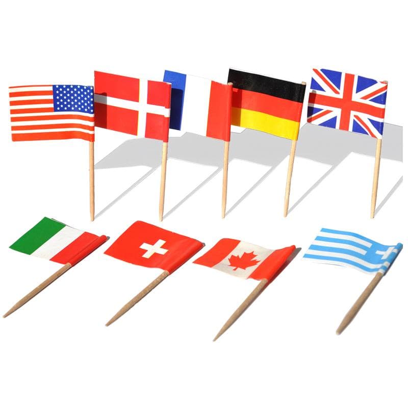 100 Uds. Selecciones de banderas nacionales, palillos de dientes artísticos de diferentes países, palitos de fiesta, decoración para