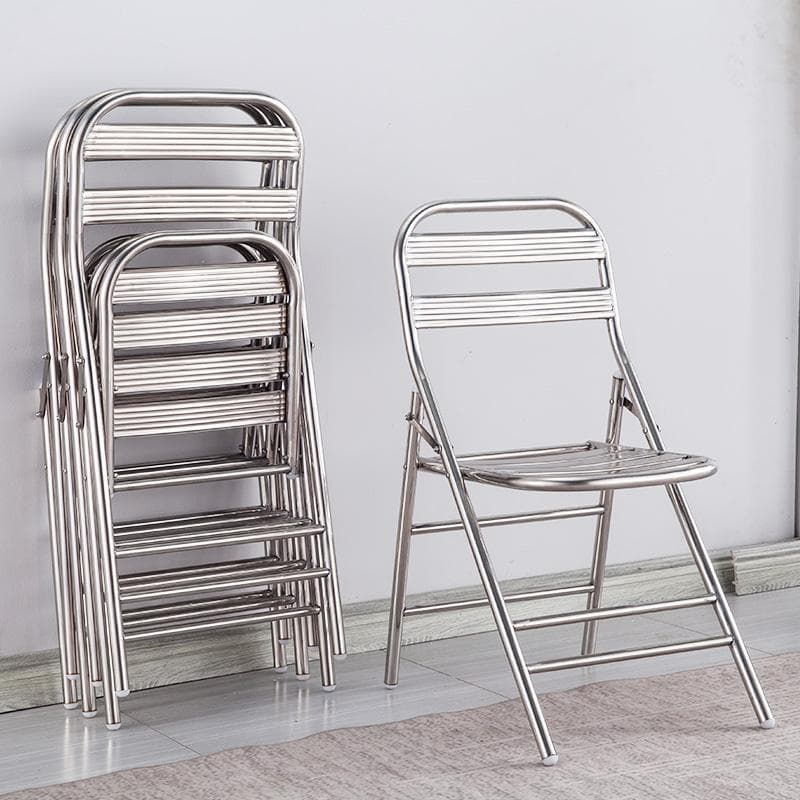 Para Silla de Comedor de Acero Inoxidable 304 Silla Plegable Resistente para Exteriores Asiento con Respaldo Industrial Estilo Cafetería Muebles
