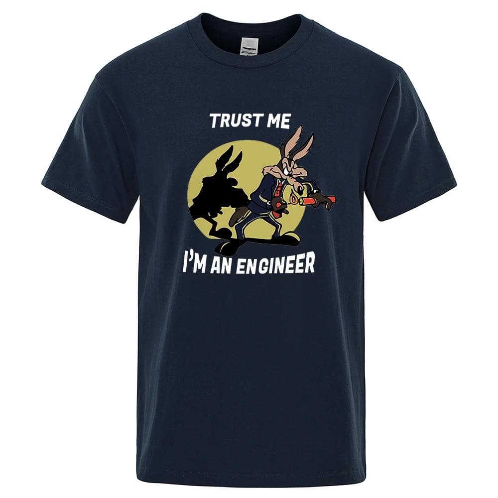 Confía en mí soy ingeniero Camiseta para hombre Algodón puro Camiseta vintage Cuello redondo Camisetas de ingeniería Ropa clásica para hombre
