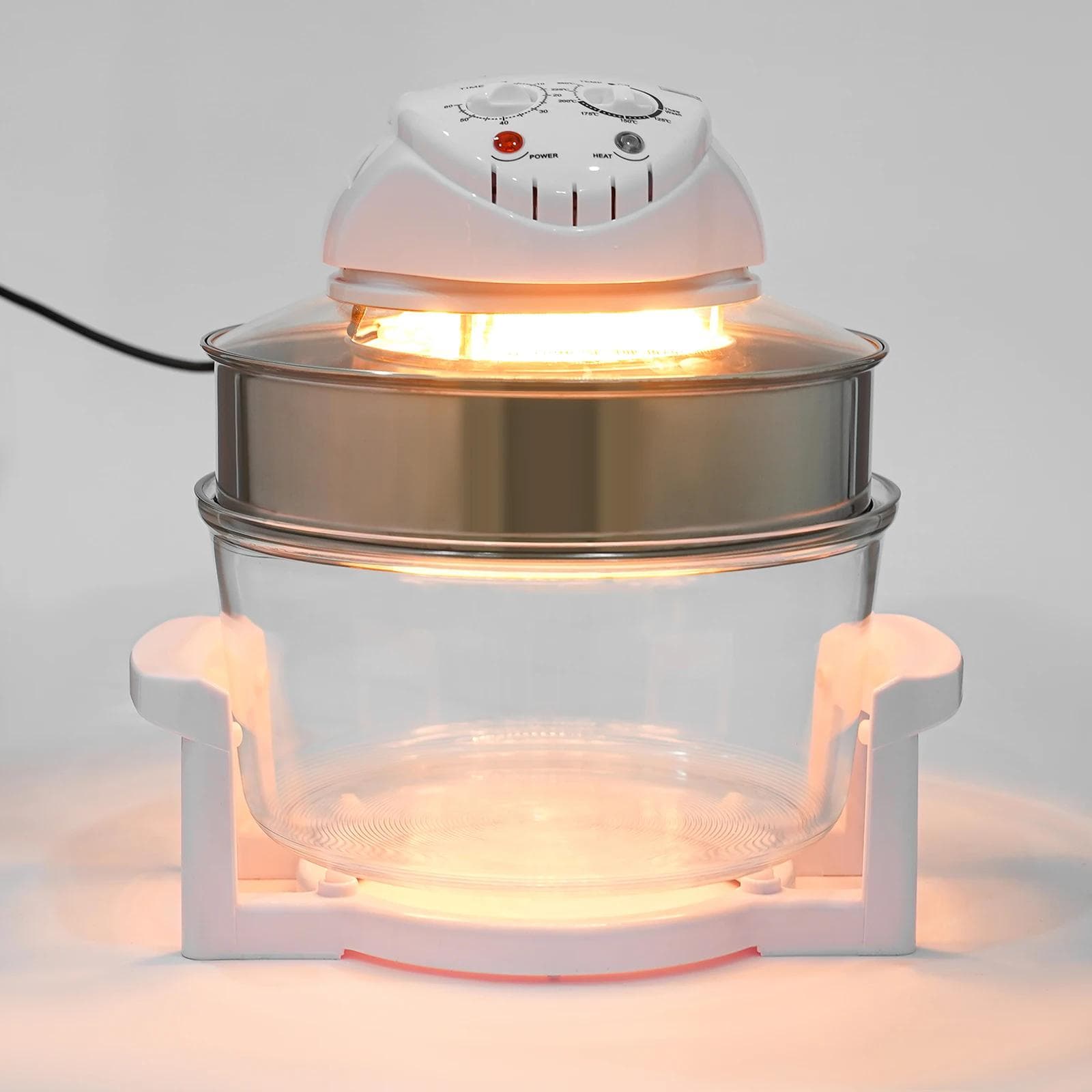 Freidora de Aire de Vidrio 360° Freidora de Aire de Vidrio No Tóxico con 2 Parrillas, 17.96Qt/17L Freidora de Aire, Temporizador de 60 Minutos,