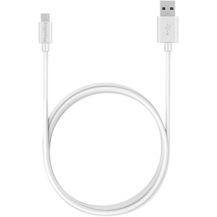Cable para Amazon Echo Dot 2 - Cable micro usb Blanco 2 Metros Phonillico blanco