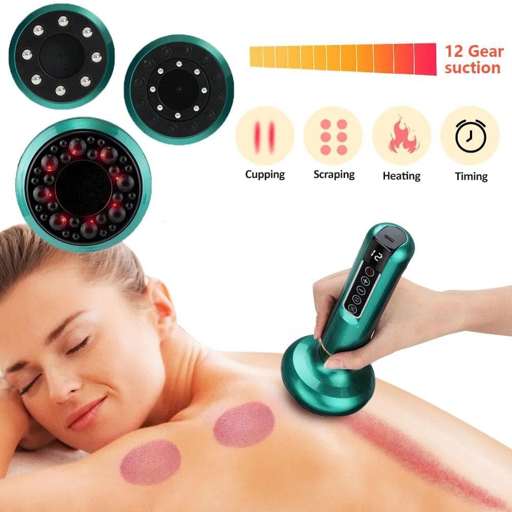 Masajeador de vacío eléctrico de 12 engranajes, juego de masaje de terapia de ventosas profesional para el cuerpo, terapia de ventosa, herramientas
