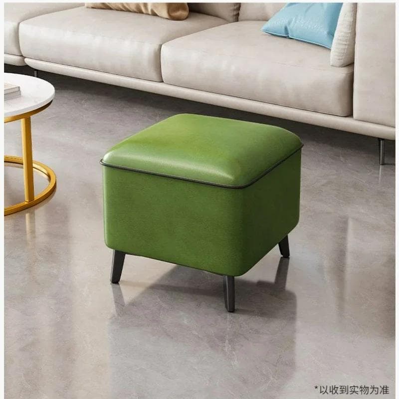 Taburete de lujo ligero para el hogar, taburetes bajos para puerta, taburetes para cambiar zapatos, taburete cuadrado, sofá de sala de estar, banco