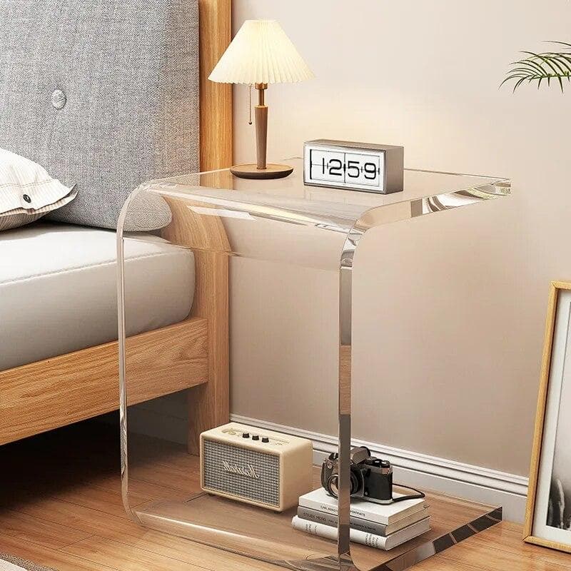 Sofá acrílico de lujo Simple y ligero, mesa lateral pequeña para apartamento, diseño para el salón, mesa de té con sentido, mesita de noche para