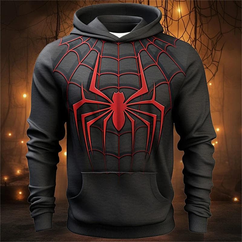 Sudaderas de moda de otoño para hombres con estampado 3D de araña, sudadera con capucha de gran tamaño para cosplay, tendencia de hip hop, ropa de