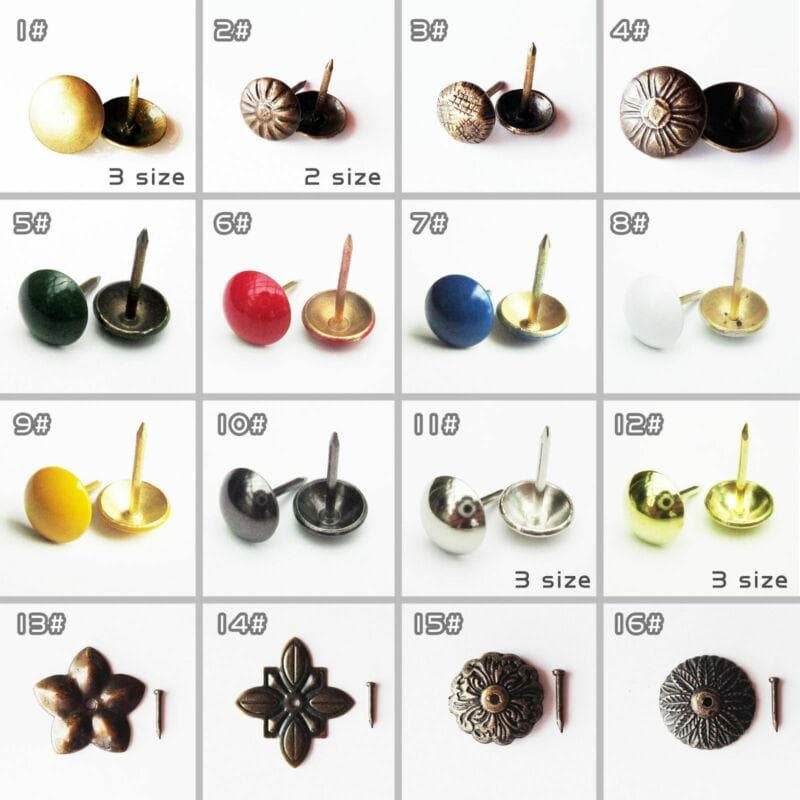 25 clavos para tapicería, tachuelas para sofá, alfileres, joyeros, herrajes para muebles