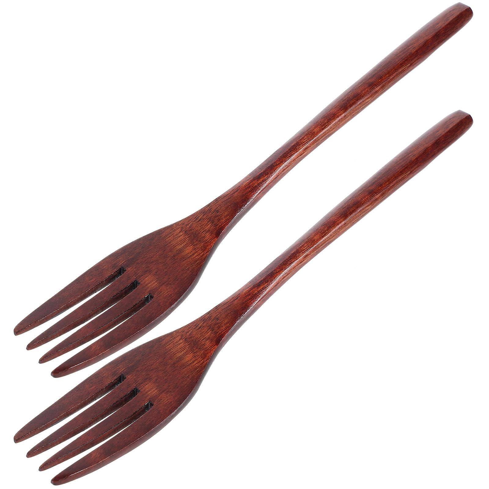 2 Piezas Tenedores de Madera Tenedores para Cena Tenedores para Mezclar y Remover Utensilios de Cocina de Madera Natural tenedor de madera tenedor de