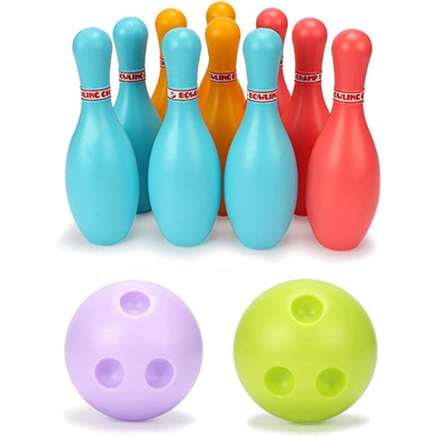 Juego de 10 conos y 2 bolas de bolos de plástico para niños y niñas, juguete de regalo para interior y exterior, decoración varios colores