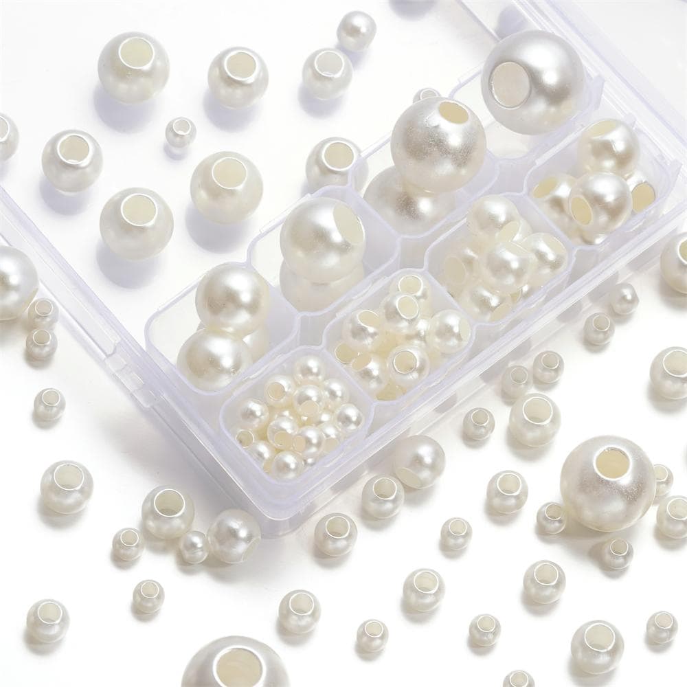 10-300 piezas 6-20 mm ABS Perla de Imitación Cuentas de Agujero Grande Cuenta Espaciadora Acrílica para DIY Pulsera Collar Accesorios para Hacer