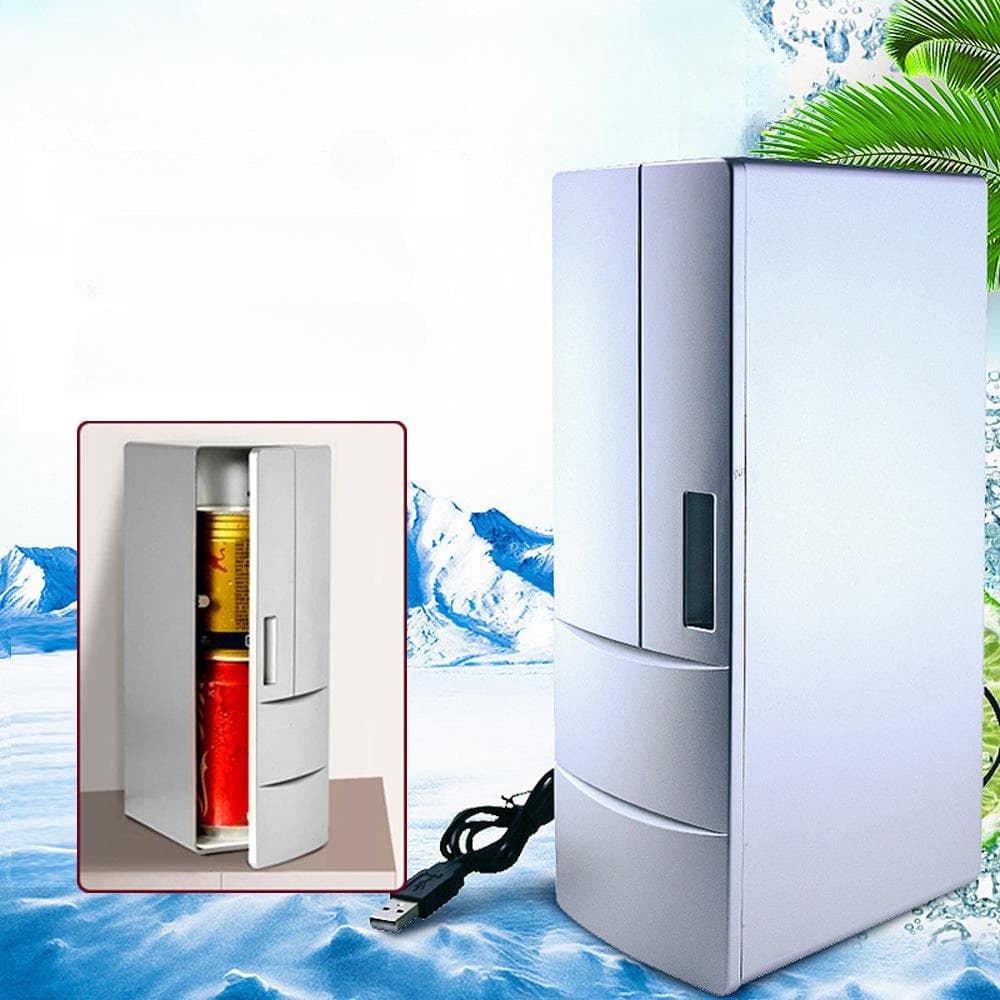 Refrigerador Congelador Pequeño, Refrigerador Y Calentador Mini Refrigerador Congelador, Refrigerador USB Frideg U Oficina para El Hogar blanco