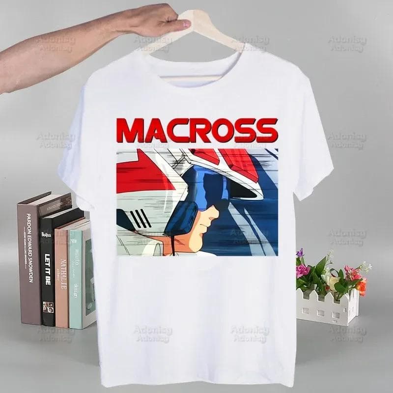 Camiseta Estampada de Anime Macross para Hombre Hip Hop Streetwear Camisetas Harajuku Manga Corta Moda Casual Camiseta Tops cm