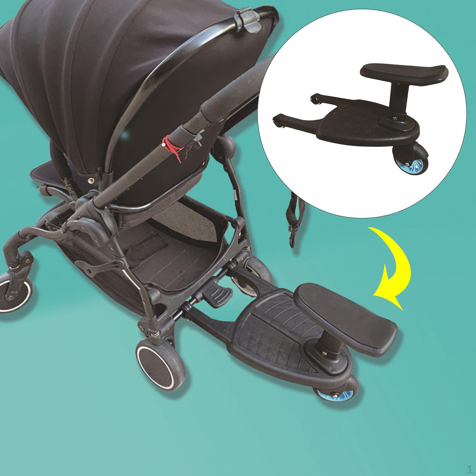 Adaptador de Pedal Universal para Cochecito Carrito de Paseo Tabla Deslizante Silla de Paseo para Segundo Hijo Placa de Pie Asiento negro