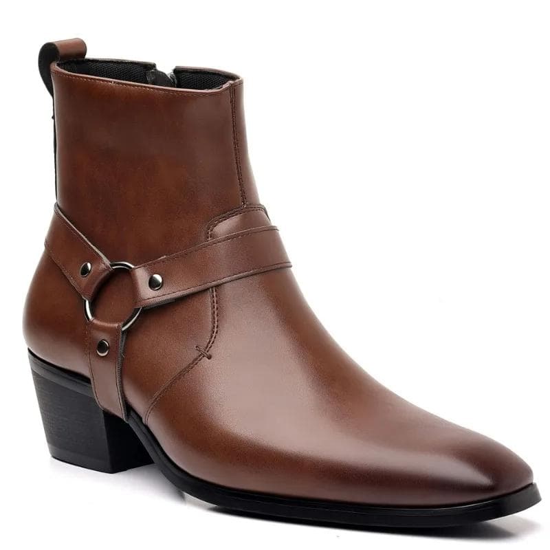 Botines Chelsea de moda para hombre, zapatos casuales de cuero, botas vaqueras occidentales, zapatos de vestir para boda, oficina, con cremallera, neg