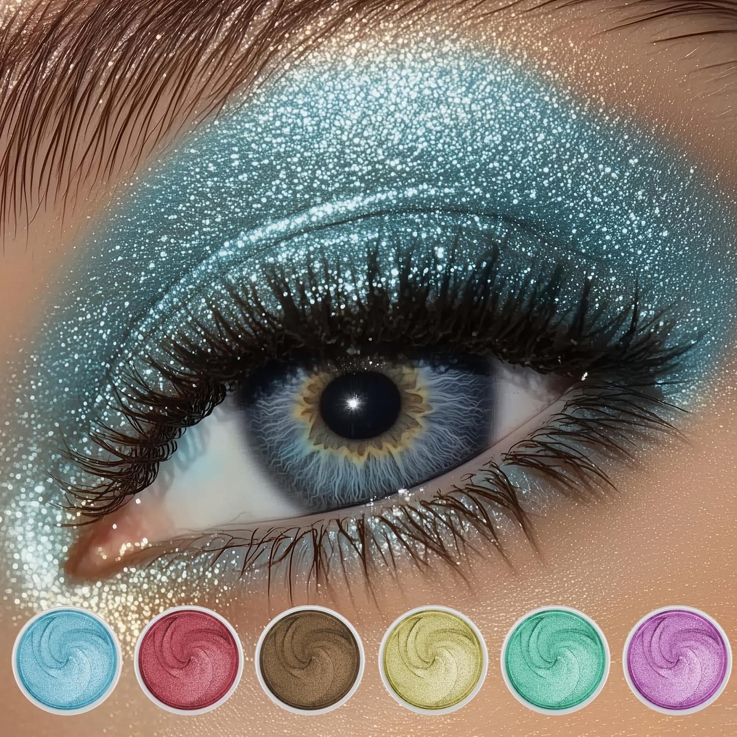 Sombra de ojos en crema con brillo vibrante y pincel, de larga duración, resistente al agua y a las manchas, perfecta para fiestas en el escenario.