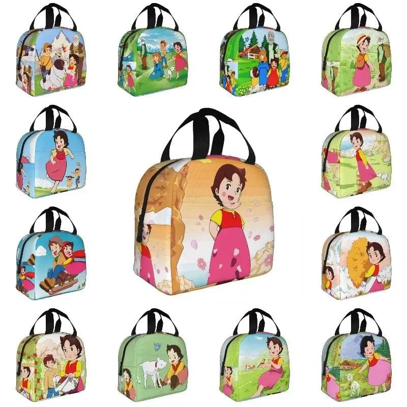 Anime Heidi La Niña de los Alpes Fiambrera a Prueba de Fugas Nevera Térmica Aislada para Alimentos Heidi Peter y Abuelo Bolsa de Almuerzo para Mujer