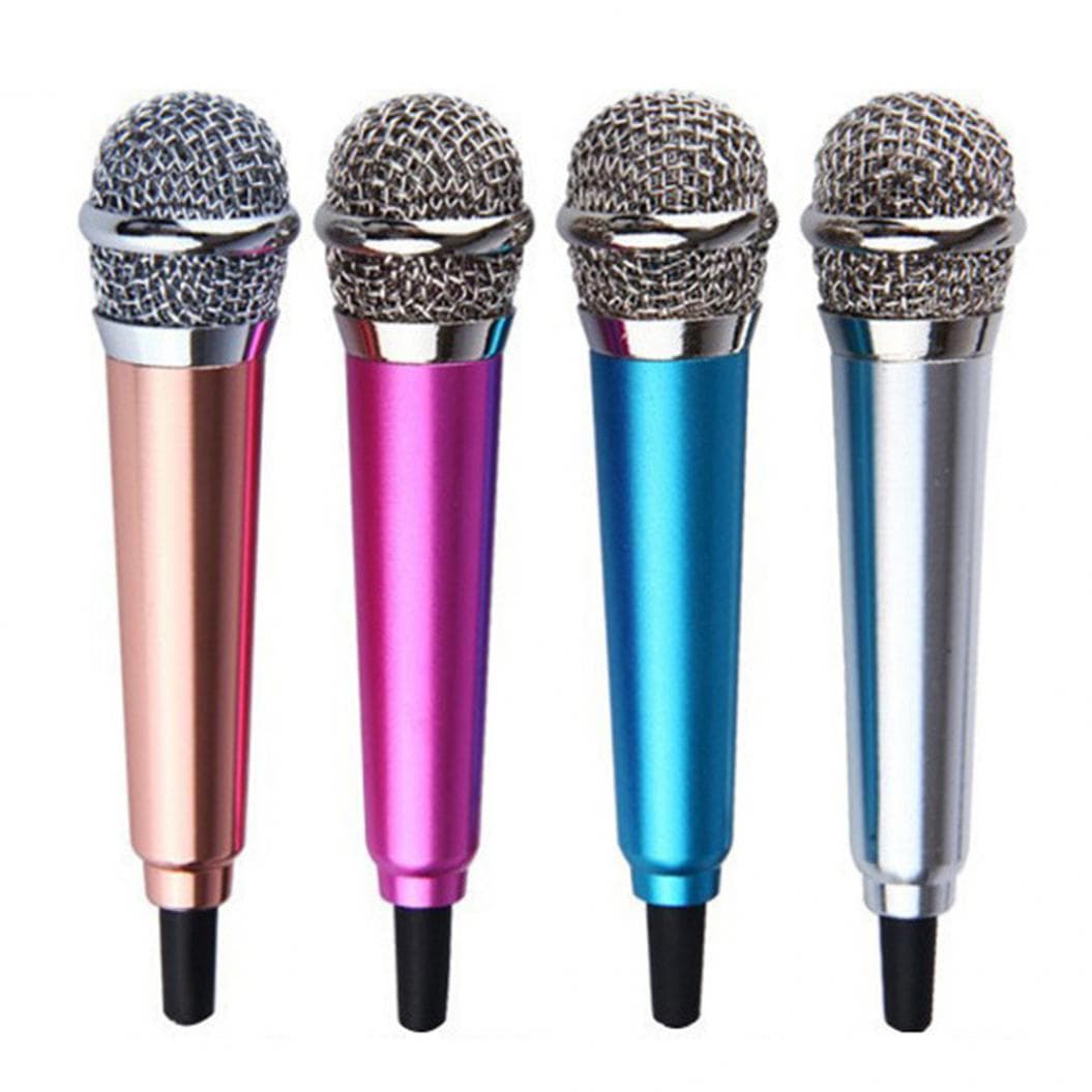 Mini micrófono de condensador de 3,5 mm, micrófono de karaoke para teléfono con soporte para iPhone y Android rojo rosa