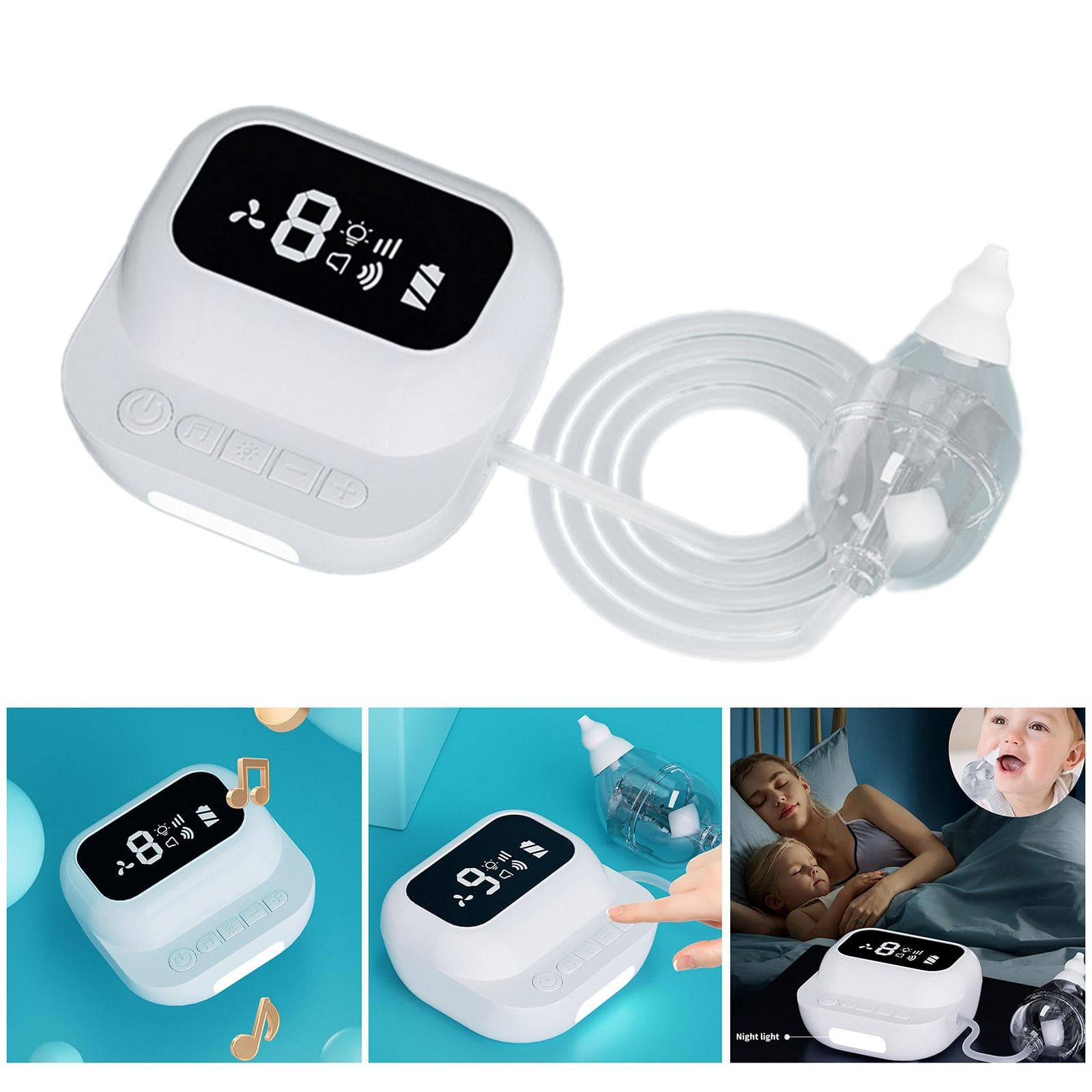 Aspirador nasal eléctrico para bebés con 9 niveles de succión Limpiador nasal recargable con juego de puntas para recién nacidos y niños
