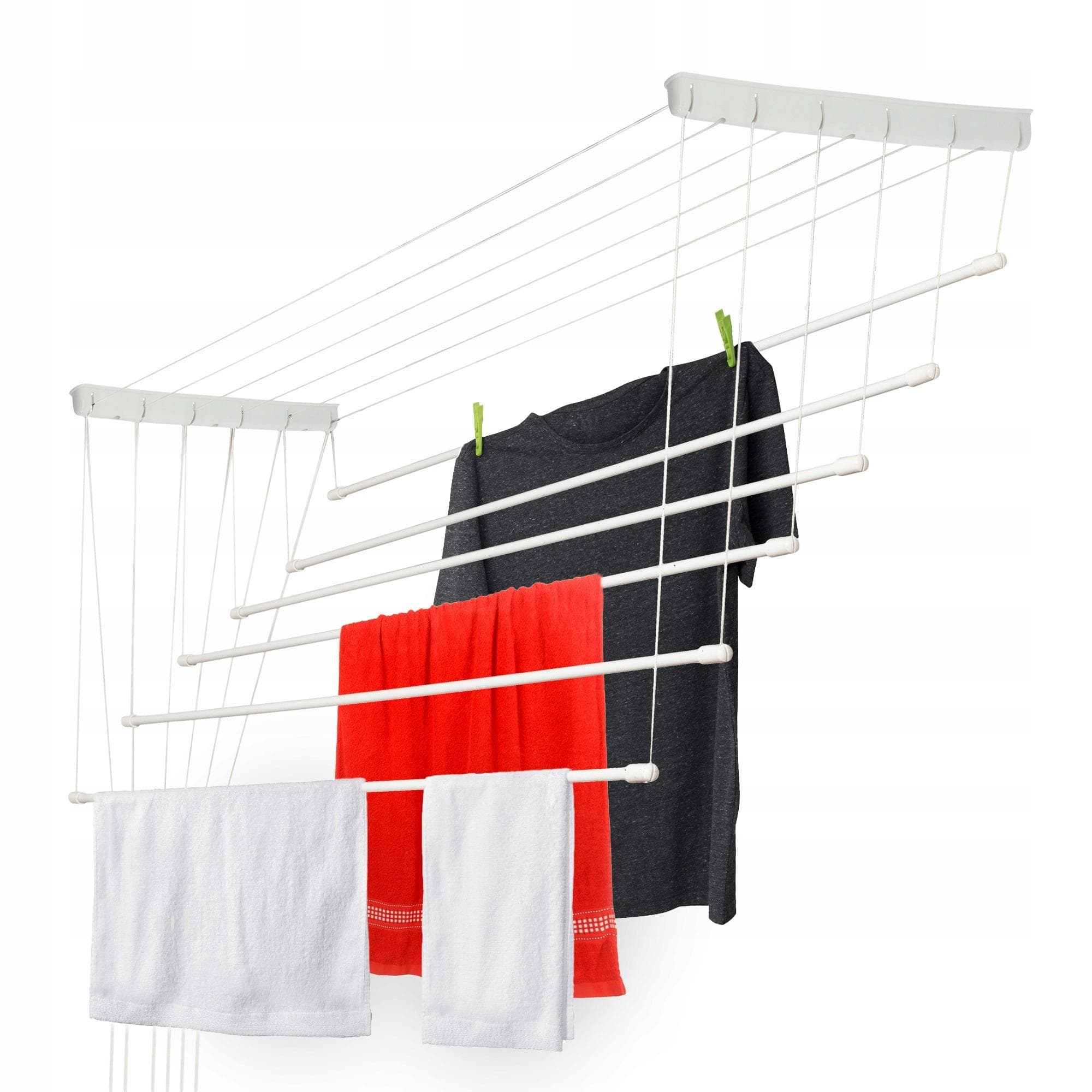 KADAX Tendedero de Techo para Ropa Baño 6 Varillas Resistente Sólido negro