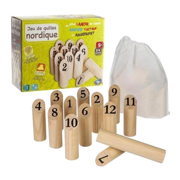 Juego de bolos de madera finlandés con números