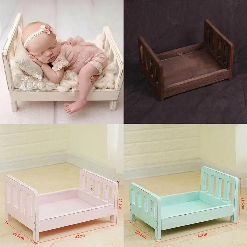 Mini Cama de Madera Desmontable Vintage para Niños Silla para Bebé Recién Nacido 100 Días Sesión de Fotos Muebles Esenciales Accesorios de