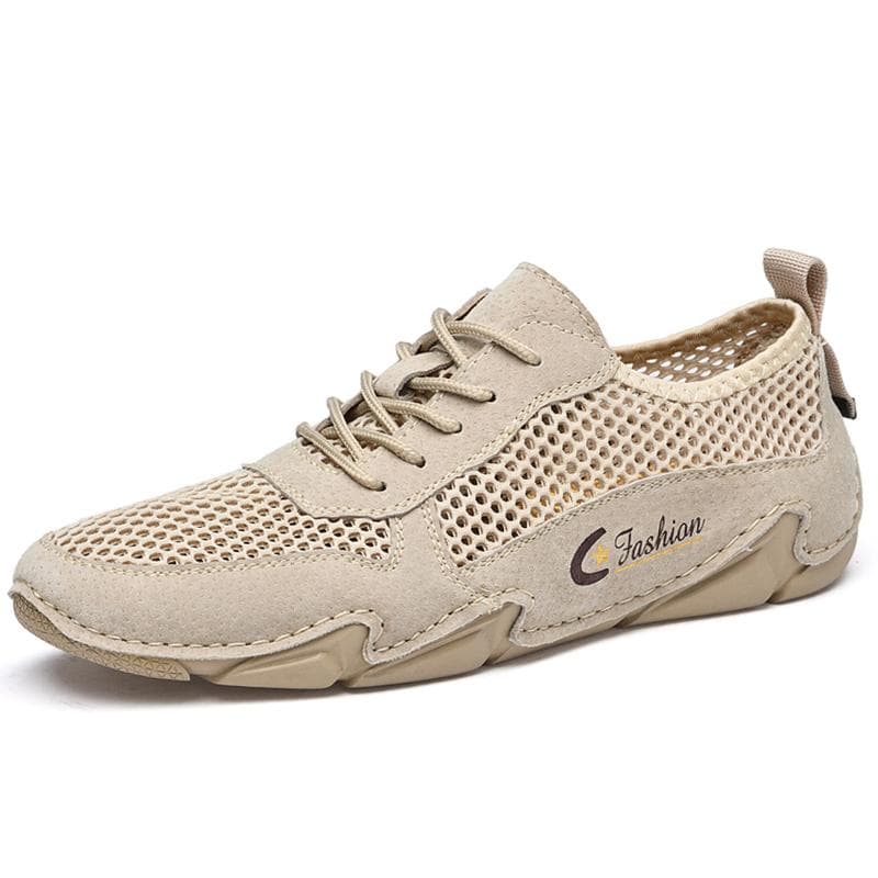 Zapatos informales de malla para hombre, mocasines cómodos para conducir, zapatos planos de verano cm caqui