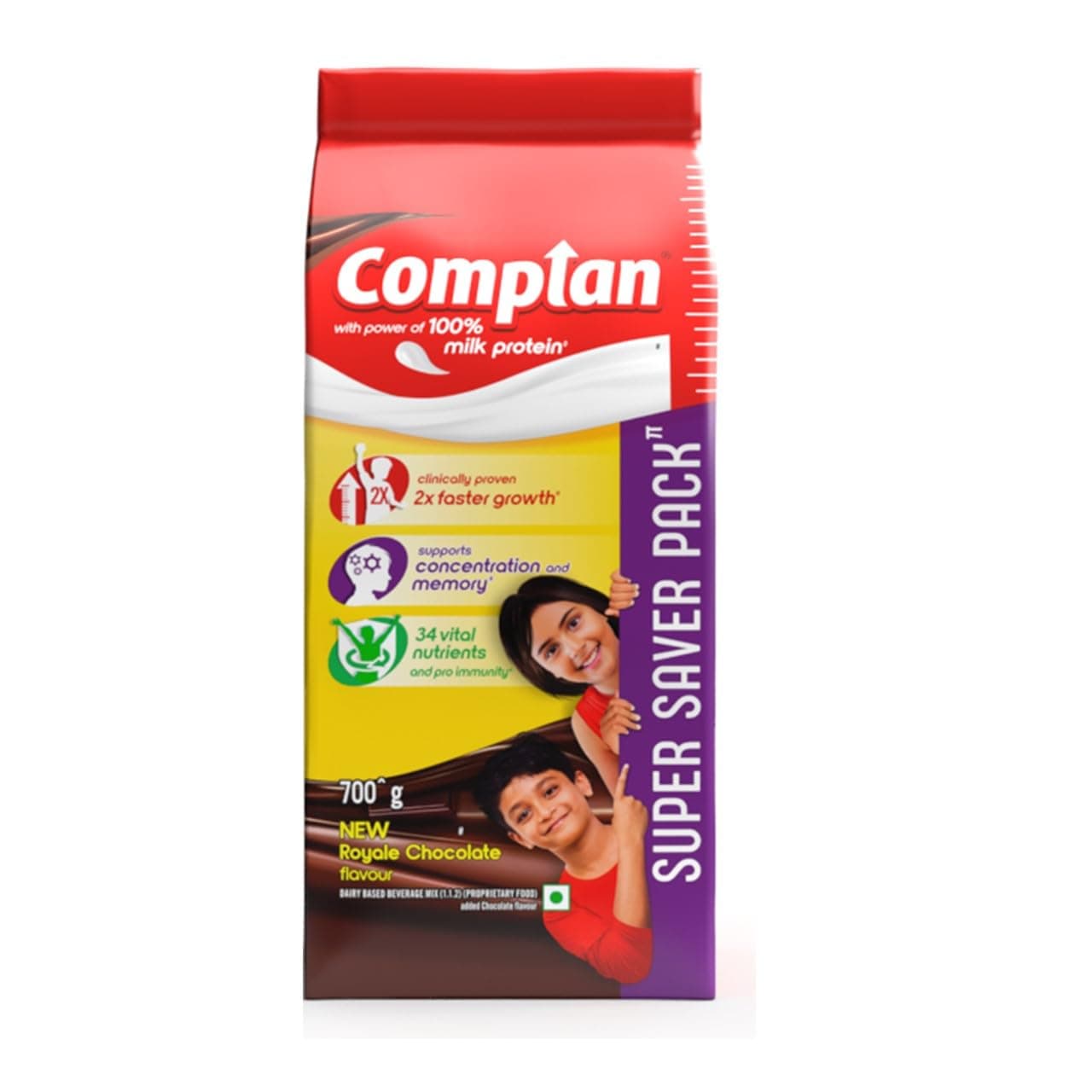 Polvo para Bebida Nutricional Complan para Niños Sabor Chocolate Royale Cartón de 700 g Alto en Proteínas Soporte para el Crecimiento