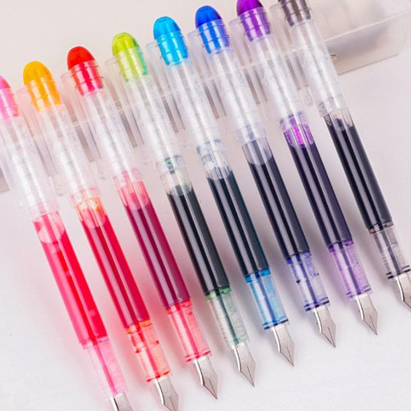 Pluma estilográfica de gran capacidad, papelería clásica de tinta de color transparente negro