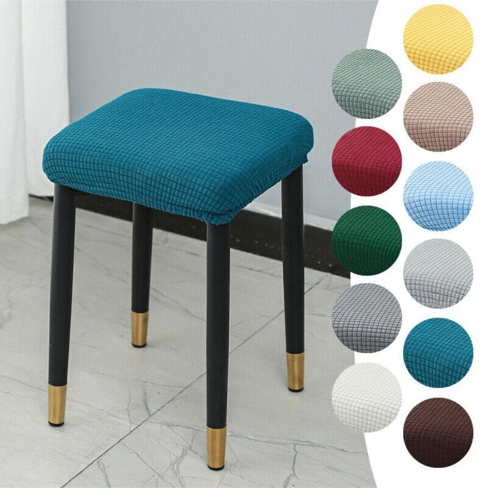 Funda elástica para taburete, funda para silla a cuadros, funda para asiento cuadrada pequeña para restaurante caqui oscuro