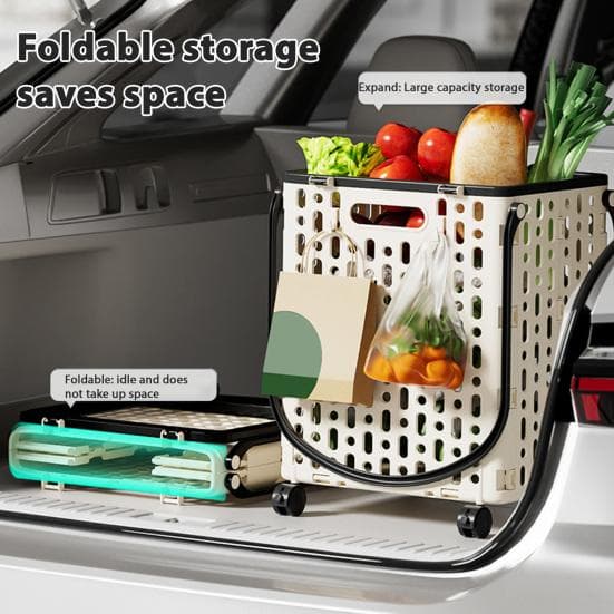 Carrito de Compras Plegable Carrito Utilitario Plegable con Ruedas Giratorias de 360 Grados Carrito Rodante Plegable Ligero azul del mar
