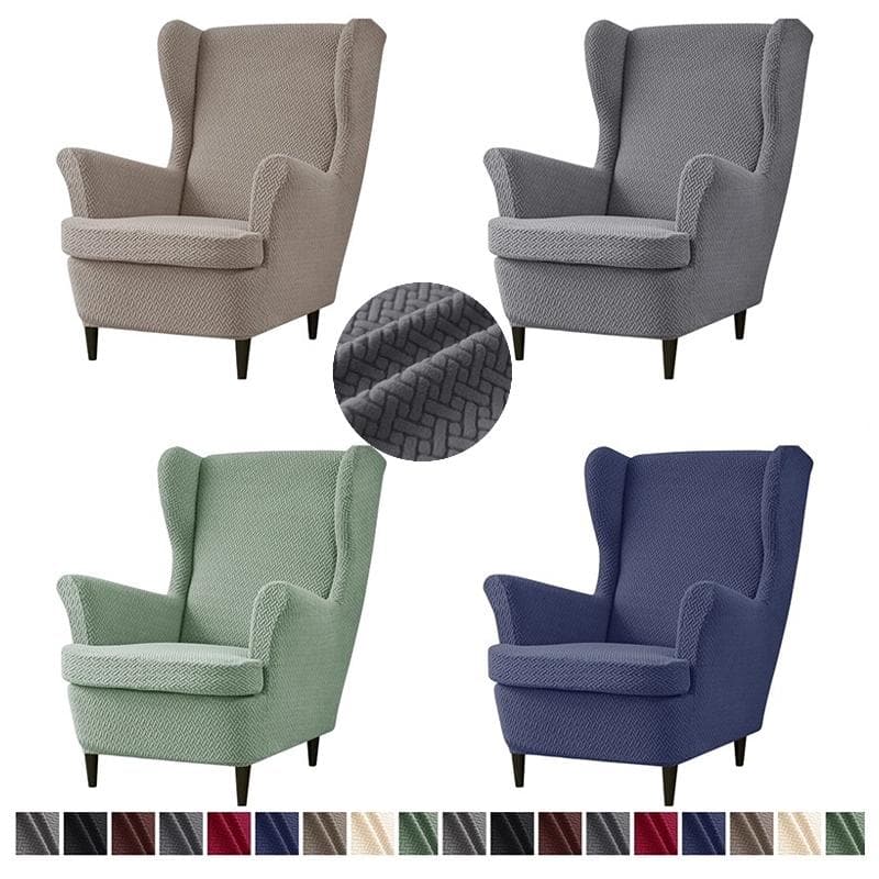 Funda Jacquard para Silla de Orejas Elástica Spandex Funda para Silla de Orejas con Funda para Cojín de Asiento Lavable Fundas para Sillón
