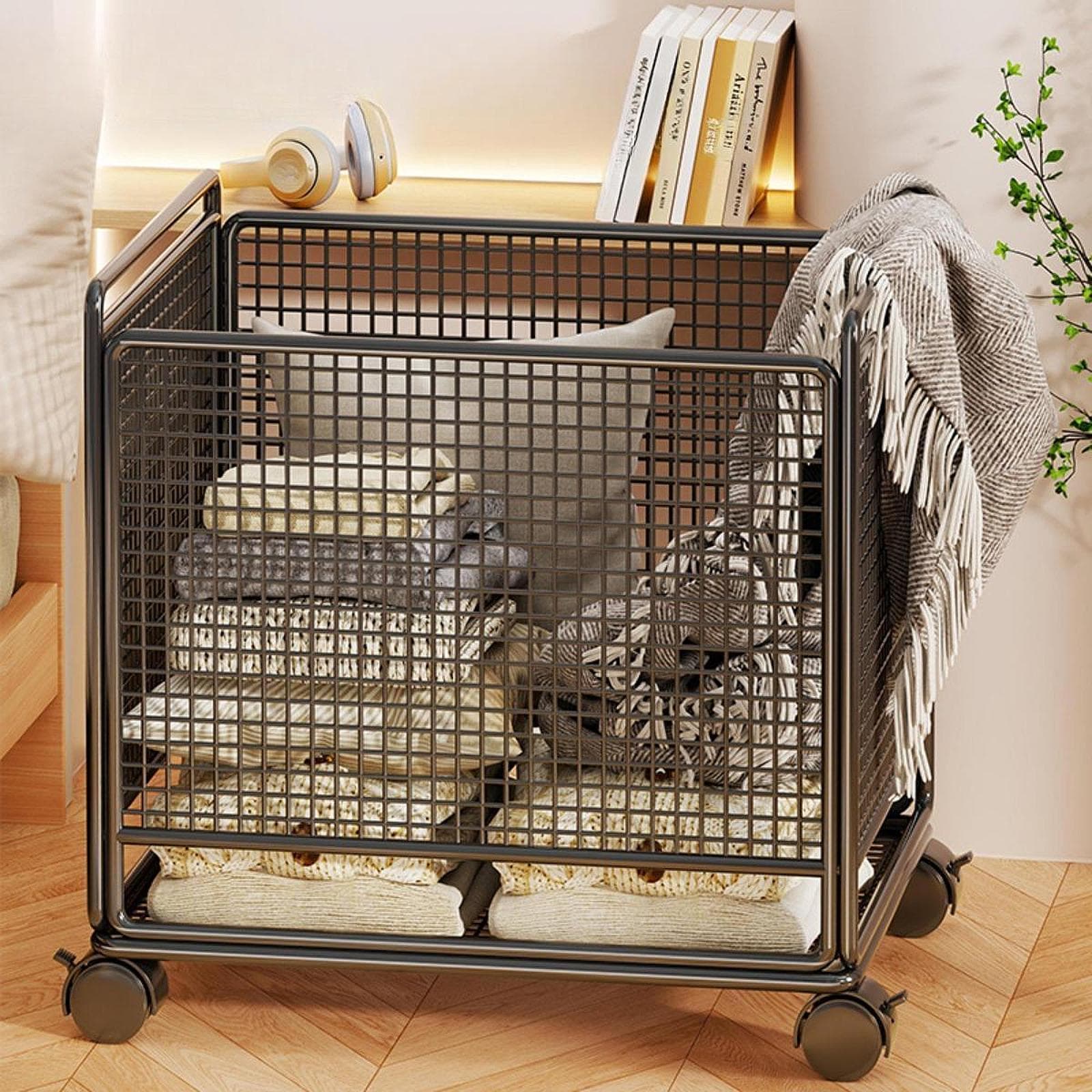 Carrito Cesto de Lavandería Ropa Sucia Conveniente Organizador Multifunción Cesto Rodante blanco