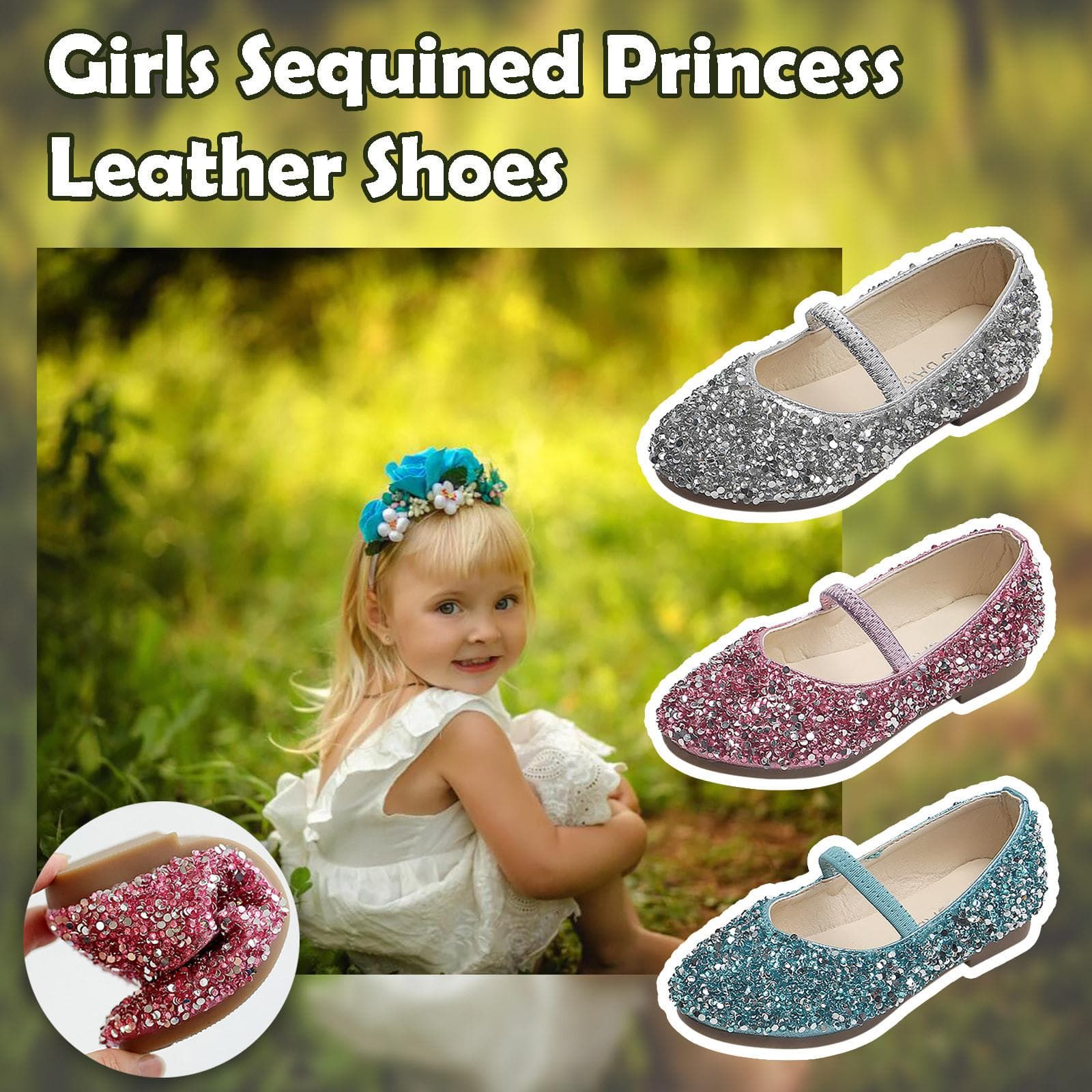 Zapatos de Baile de Cuero para Niñas Princesas con Lentejuelas y Suela Blanda Zapatos de Bebé cm color rosa