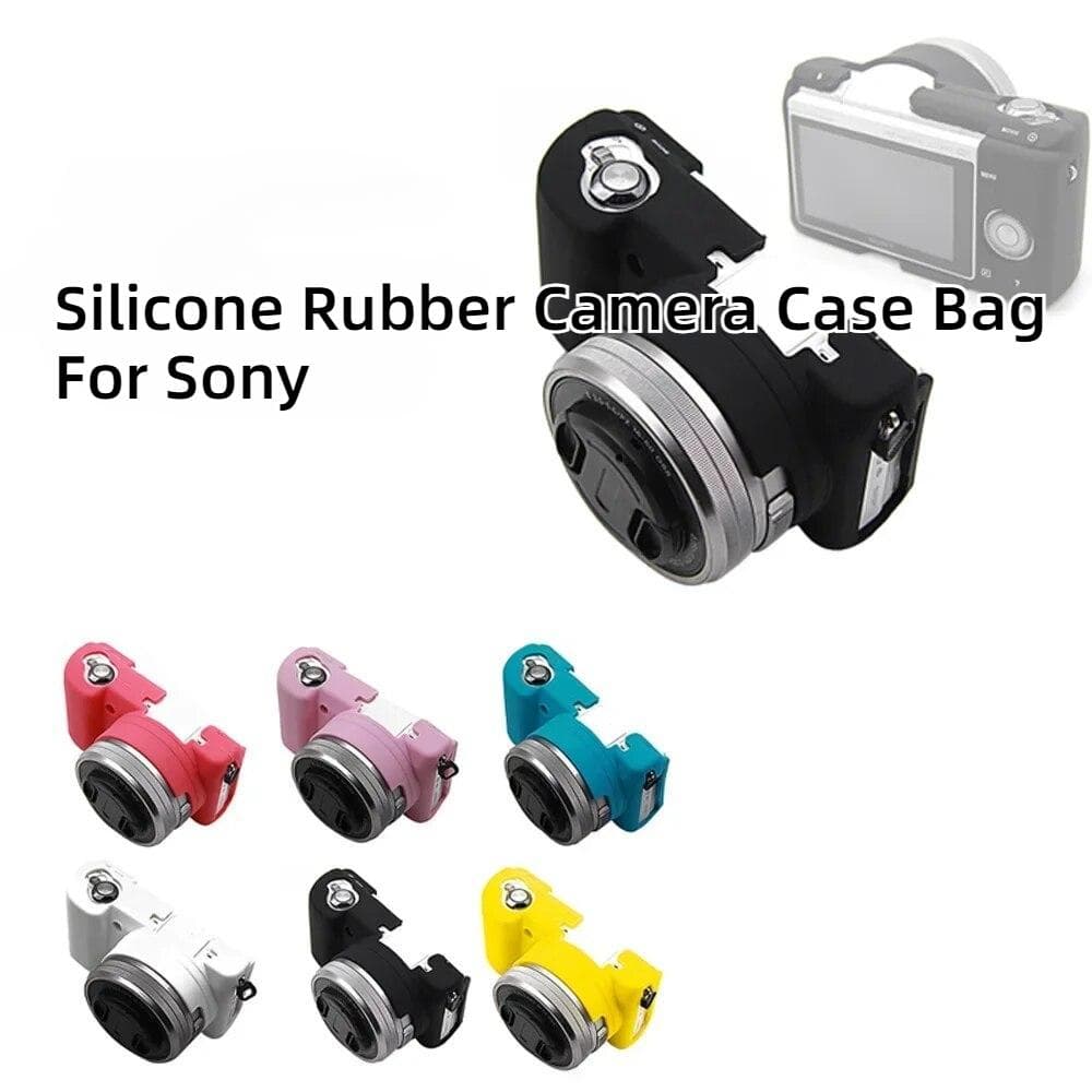 Para Sony Alpha A5100 A5000 A6000 A6100 A6300 A6400 funda para cámara de goma de silicona suave funda protectora para la piel cuerpo protector café