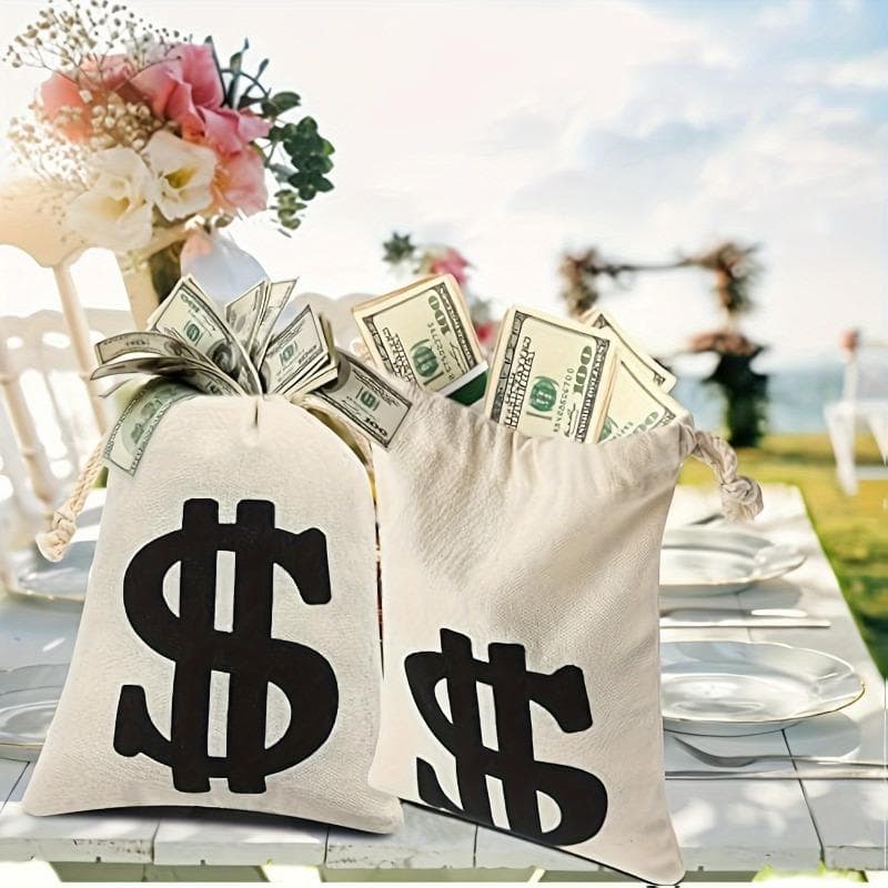 5 bolsas de lona para dinero con el símbolo del dólar: perfectas para el día de San Valentín, Año Nuevo, Pascua, cosplay y regalos de fiesta,