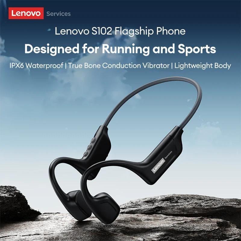 Auriculares de Conducción Ósea Originales Lenovo S102 V6.0 Inalámbricos Deportivos de Conducción Aérea Sonido HiFi Auriculares para Nadar IPX6