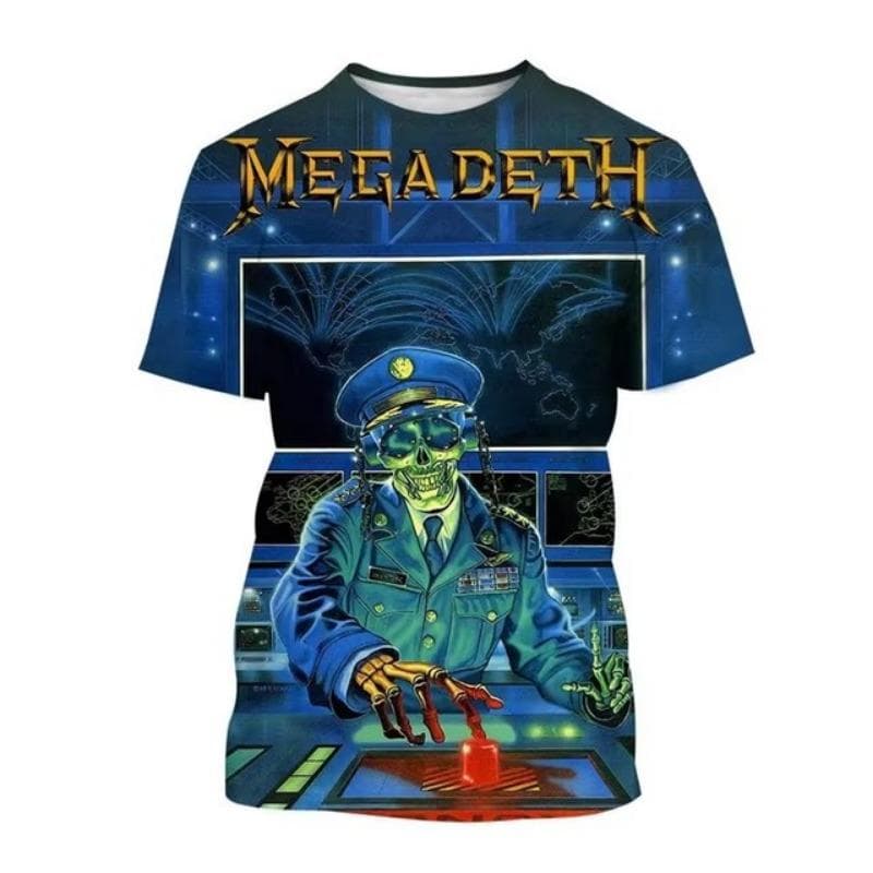 Camisetas con estampado 3D de Megadeth, camisetas casuales de moda para hombre, estilo rock, punk, divertidas, hip-pop, de manga corta. 3XL