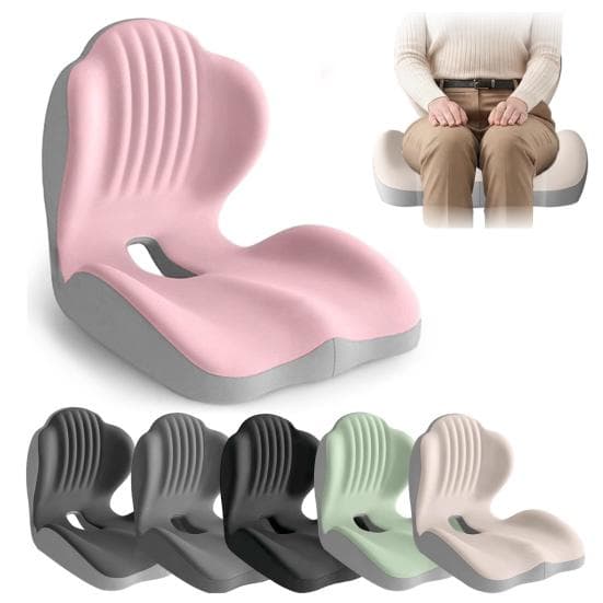 Cojín Ergonómico para Asiento de Espuma Viscoelástica con Diseño en Forma de L Circulación de Aire Hueca Soporte Lumbar Antideslizante Cojín