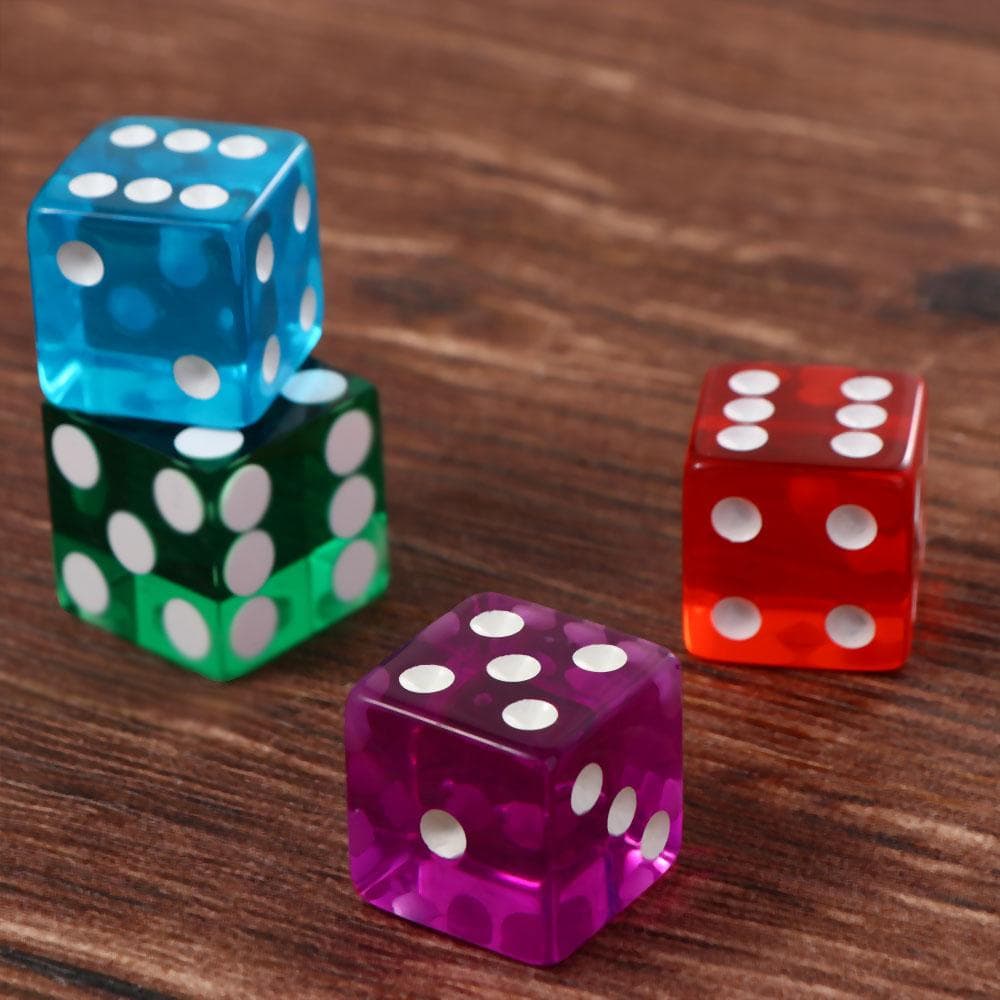 Dados de casino de 19 mm con bordes afilados y números de serie coincidentes, transparentes, translúcidos, D6 Royal Craps