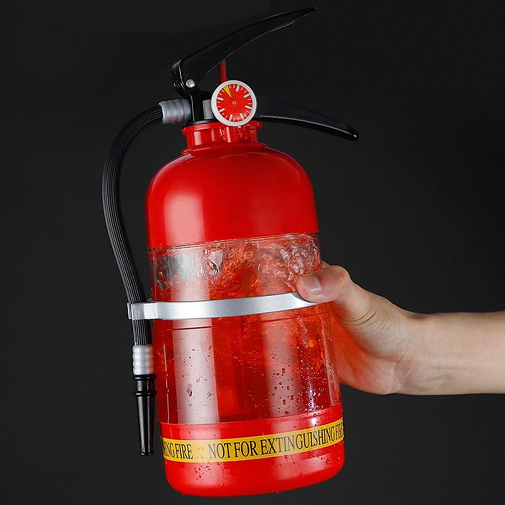 Dispensador de bebidas creativo con forma de extintor de 1,5 l para cerveza, vino y licores, hecho de acrílico duradero.