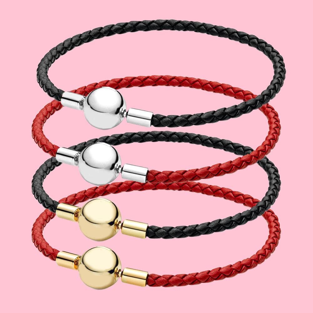 Pulsera de cuerda de cuero trenzado con hebilla redonda de plata S925, ideal para regalos de cumpleaños de mujer, joyería de moda.