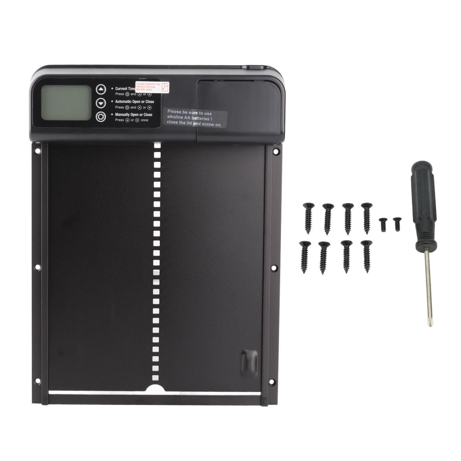 Puerta Automática para Gallinero con Temporizador Aleación de Aluminio IP45 Impermeable Pantalla LED Alimentada por Batería