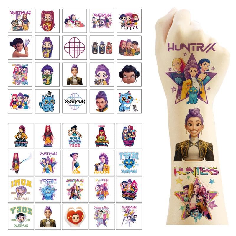 20 piezas/set Dibujos Animados Kpop Cazadores de Demonios Pegatina de Tatuaje Temporal Rumi Lindo Tatuaje Impermeable Para Regalo de Fiesta Divertida
