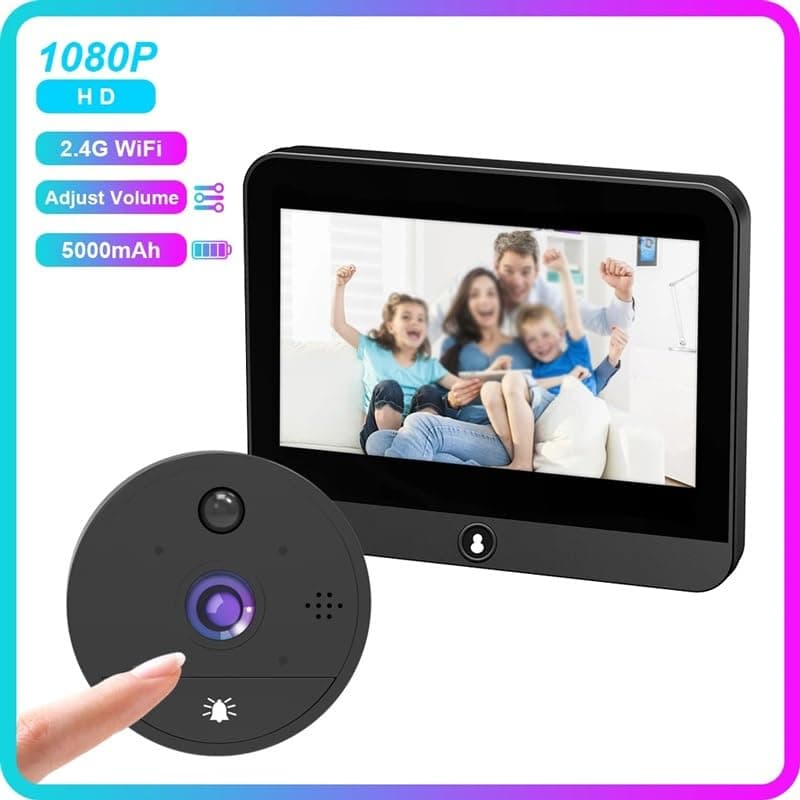 Timbre de mirilla con WiFi para hogar inteligente, cámara pequeña S52, 1080P, 4,3 pulgadas, detección de movimiento PIR, visor de puerta Digital,