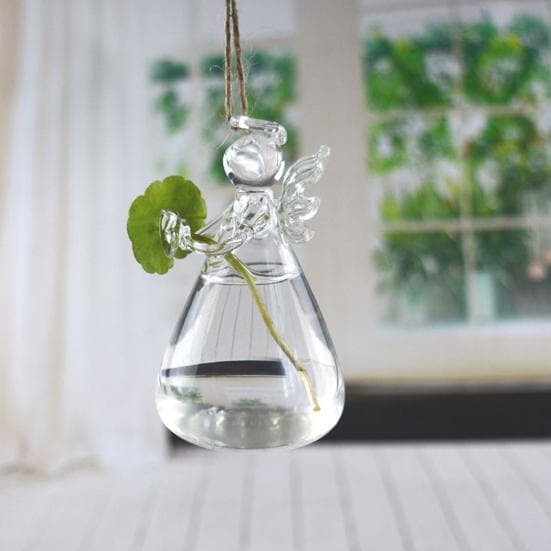 Jarrón de Flores Diseño Ángel Vidrio Transparente de Alto Borosilicato Decorativo para Oficina Contenedor de Flores Decoración de Patio