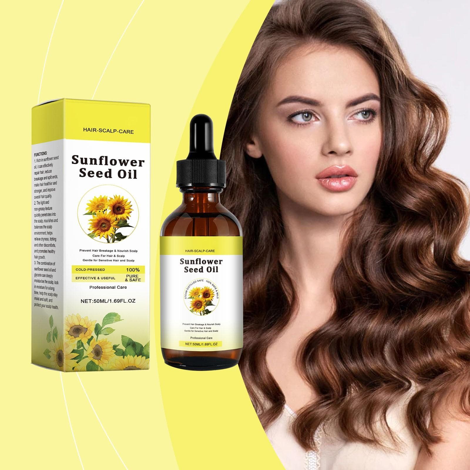 Aceite de Semilla de Girasol Cuidado del Cabello Sérum Aceite Hidratante Antifrizz Nutritivo Cuidado del Cabello Sérum Aceite Suave Repara el