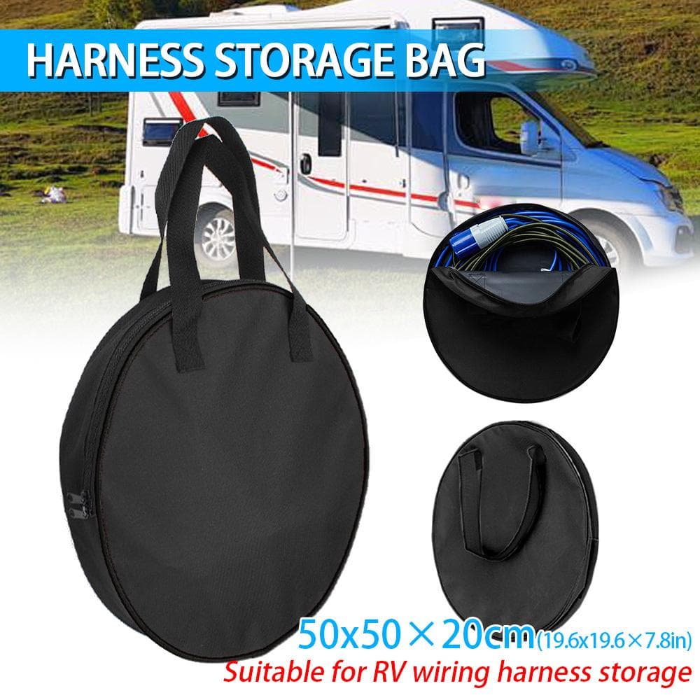 Bolsa de Almacenamiento para Arnés de Cables de Coche, RV, Caravanas, 600D Nuevo Negro Impermeable Tela Oxford Herramientas para Coche Organizador de