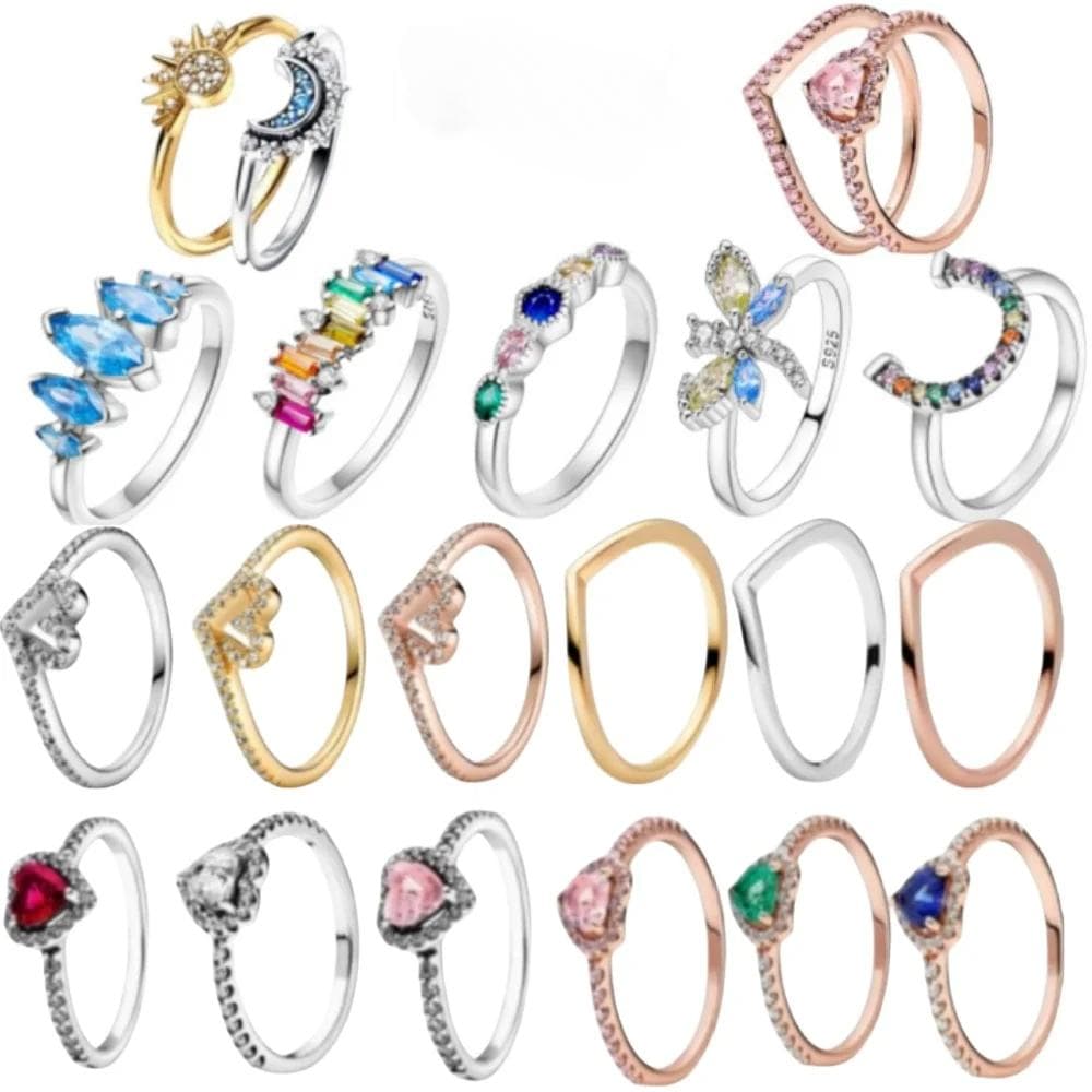 Nuevo Anillo de Edición Limitada Disney Moda Sol Zafiro Pareja Ajuste Pandora Regalo de Cumpleaños San Valentín